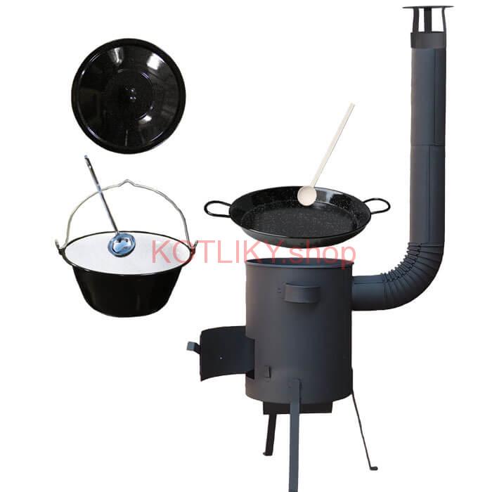 Smaltovaný kotlík 16 L + Paella smaltovaná panvica 42 cm + žiaruvzdorná kotlina 39 PLUS 600 4 MM