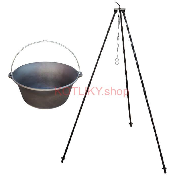 Liatinový kotlík 10,8 L + trojnožka 1,2 m