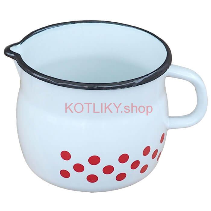 Smaltovaný hrnček s výlevkou 1,5 L - bodkovaný
