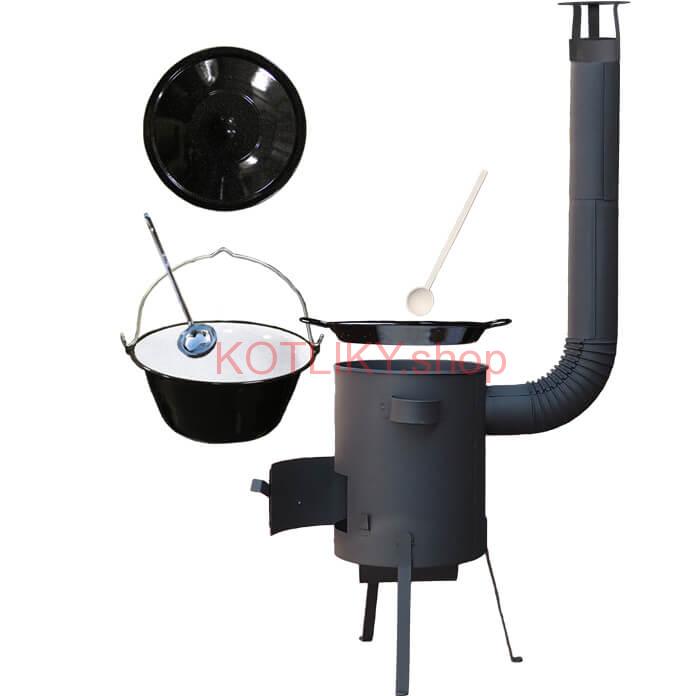 Smaltovaný kotlík 13 L + Paella panvica 38 cm + žiaruvzdorná kotlina 36 PLUS 600 4 MM