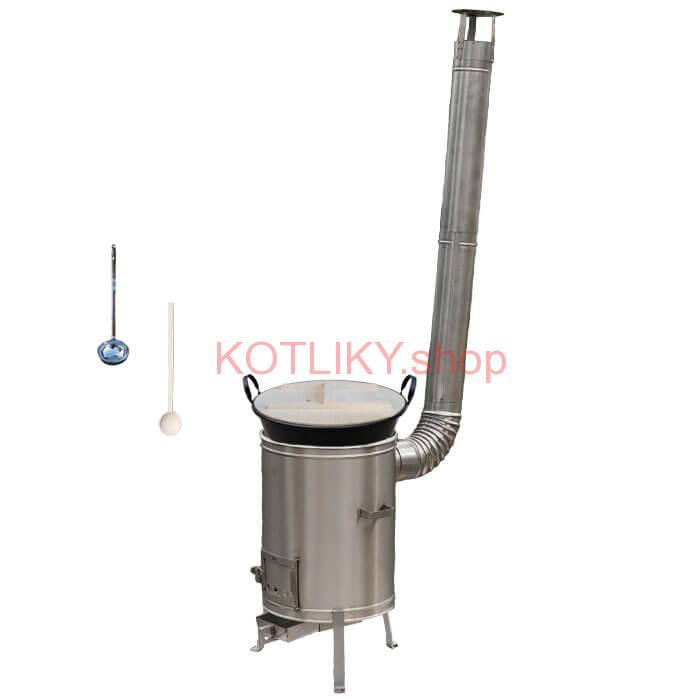 Zabíjačkový smaltovaný kotol 100 L + nerezová kotlina 60 cm + vareška a naberačka