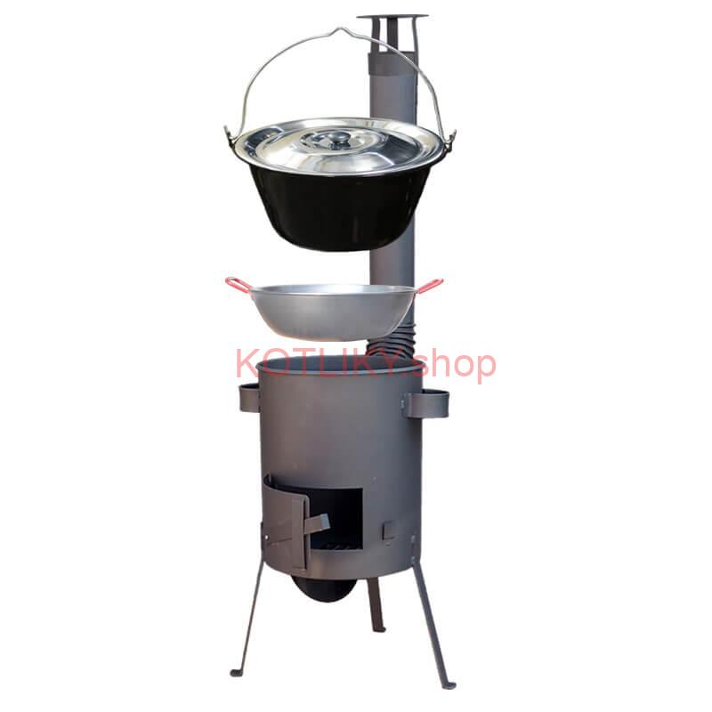Smaltovaný kotlík 22 L + Panvica PAELLA (WOK) 45 cm + sladká paprika 50 g + žiaruvzdorná kotlina 42 PLUS 600 s roštom na popol 4 mm