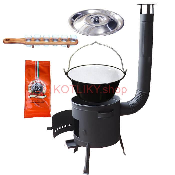 Smaltovaný kotlík 20 L (1,2 mm) + korenie + štamperlíky + nízka žiaruvzdorná kotlina (0,8 mm) 42 PLUS 600