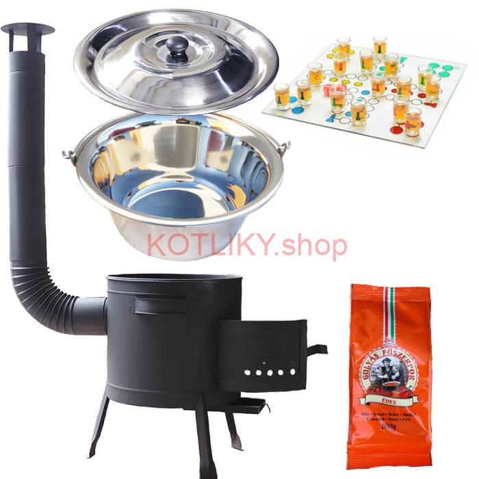 Nerezový kotlík 14 L (0,8 mm) + korenie + človeče pi už + nízka žiaruvzdorná kotlina 36 PLUS 600