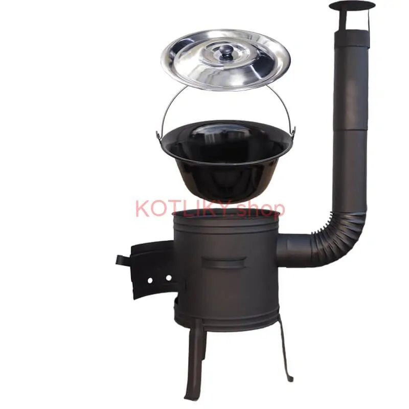 Smaltovaný kotlík 11 L BLACK + nerezová poklice INOX + žáruvzdorná kotlina 33 cm Plus 700