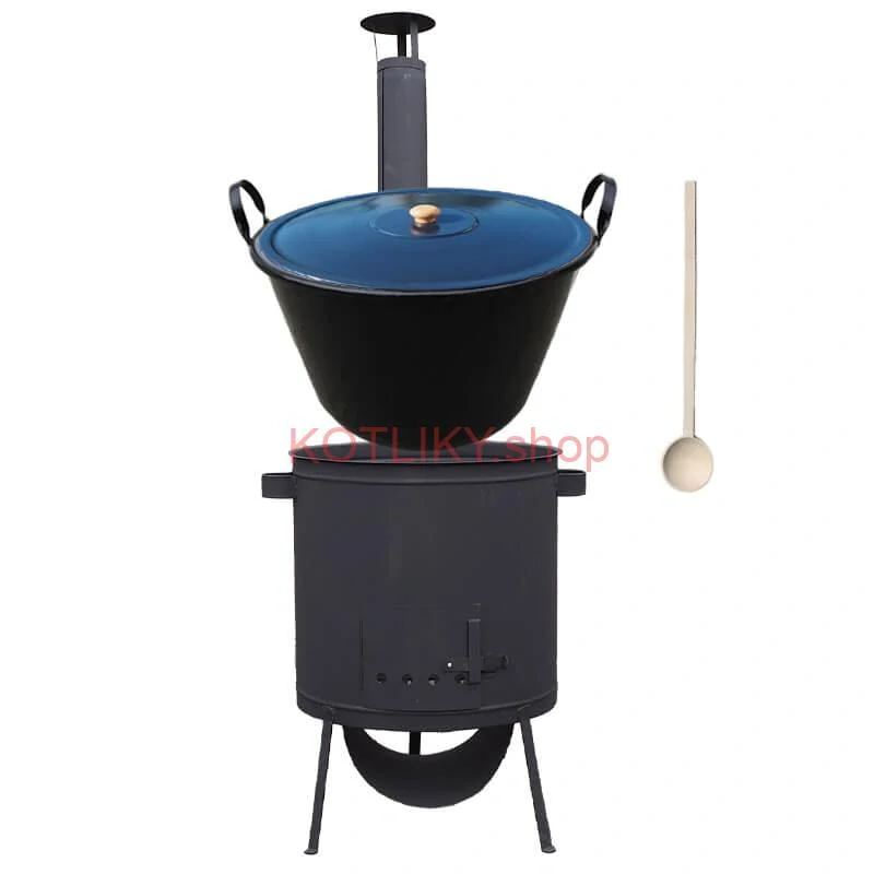 Smaltovaný kotol 60 L na zabíjačku + žiaruvzdorná kotlina 53 PLUS 600 4 MM + vareška