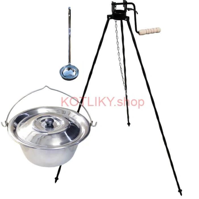 Antikorový kotlík 20 L (0,8 mm) + pokrievka + stojan s kladkou VAR