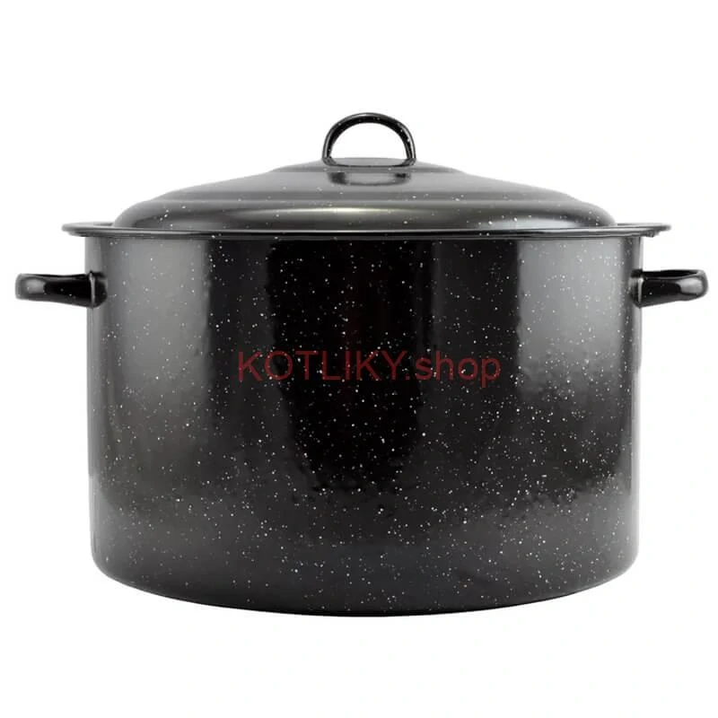 Smaltovaný hrniec s pokrievkou 20 L BLACK