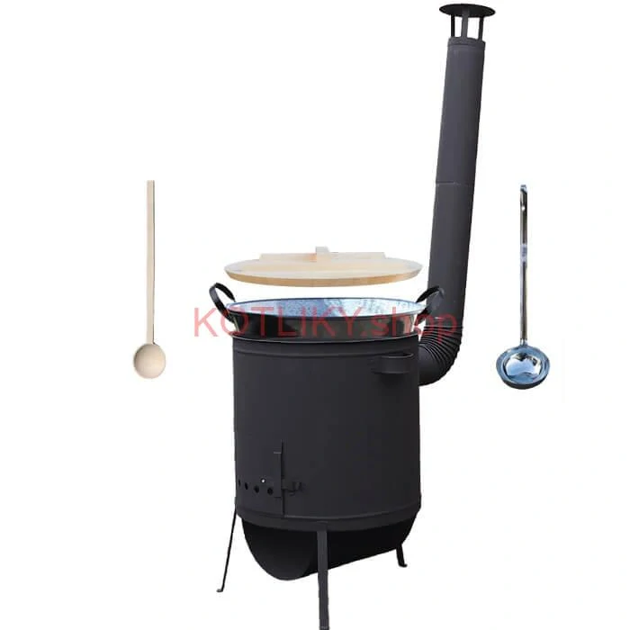 Smaltovaný kotol 100 L + žiaruvzdorná kotlina 42 PLUS 600 4 MM + varecha a naberačka BIG PARTY