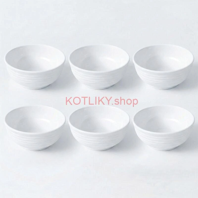 Set 6 ks: Prémiové biele misky s kamennou štruktúrou (750 ml)