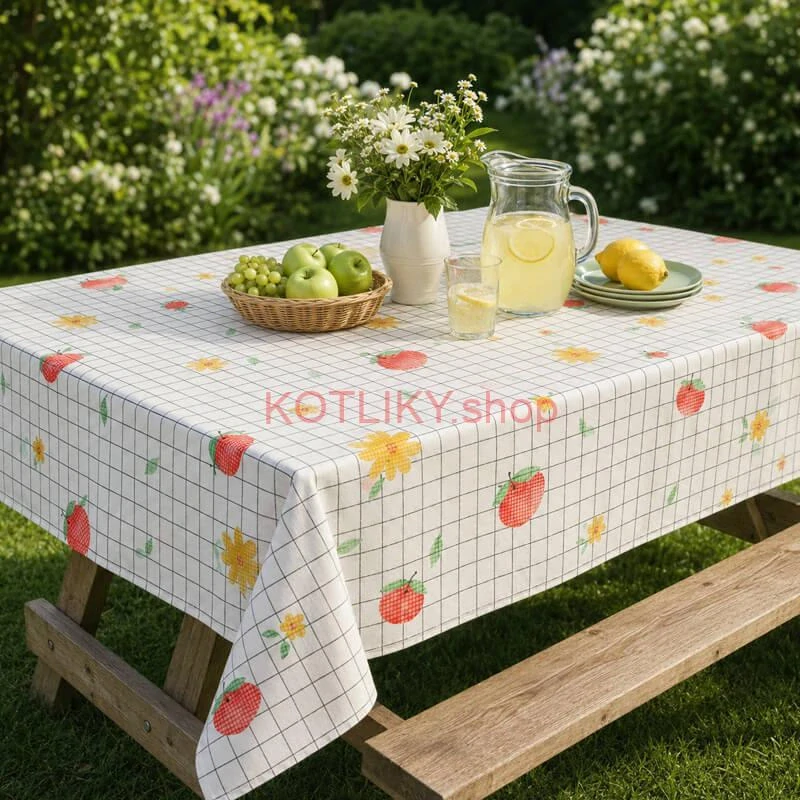Umývateľný obrus Jablká a kvety 137 × 183 cm