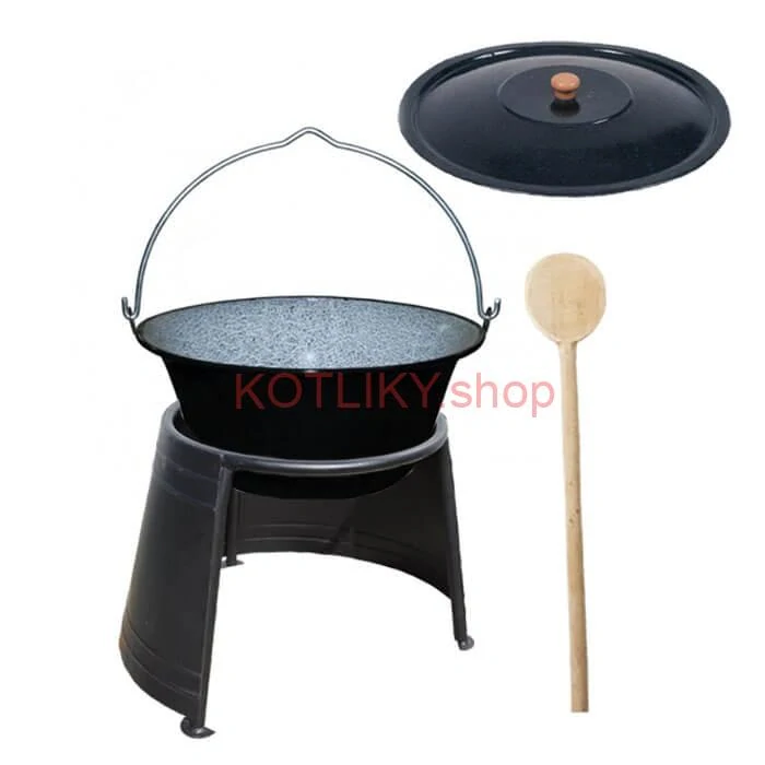 Smaltovaný kotlík 10 L (1,2 mm) + pokrievka + chránič plameňa