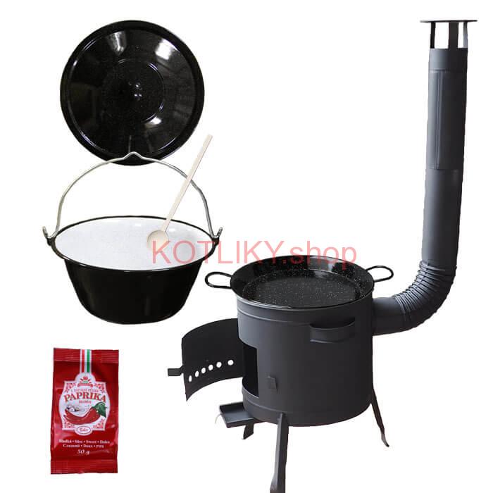 Smaltovaný kotlík 13 L + Paella smaltovaná panvica + nízka žiaruvzdorná kotlina 36 cm PLUS 600