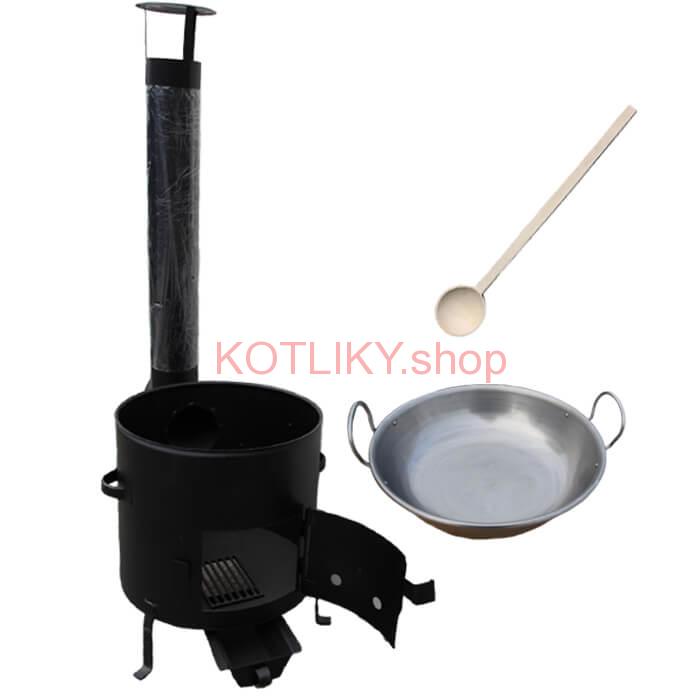 Železná panvica 36 cm na grilovanie + Kotlina 36 cm a vareška Garden Barbecue