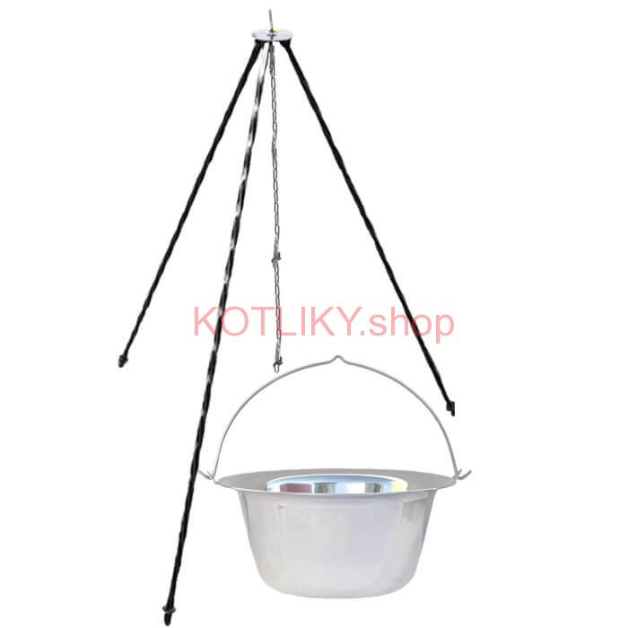 Nerezový kotlík (INOX 0,8 mm) 10 L + trojnožka 1 m