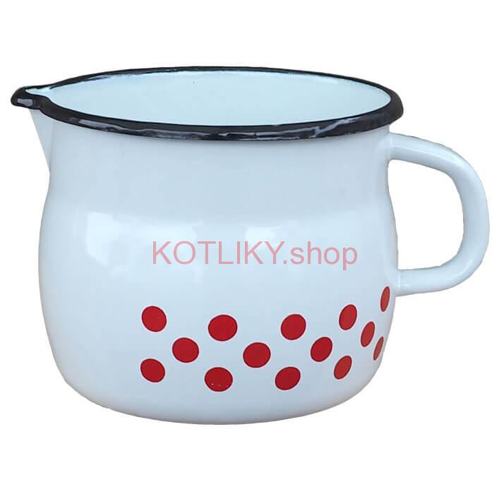 Smaltovaný hrnček s výlevkou 1,5 L - bodkovaný
