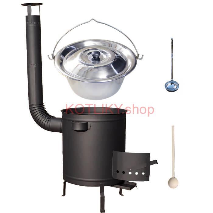 Nerezový kotlík 14 L (0,8 mm) + hrubostenná (1,5 mm) a žiaruvzdorná kotlina 36 PLUS 600