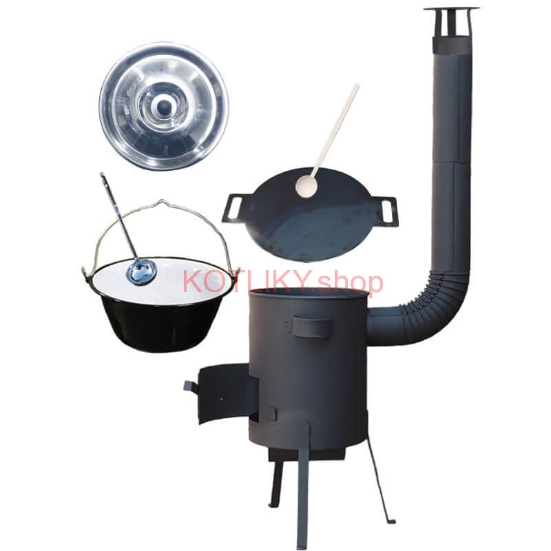 Smaltovaný kotlík 13 L + železná panvica 38 cm UNI + žiaruvzdorná kotlina 36 PLUS 600 4 MM