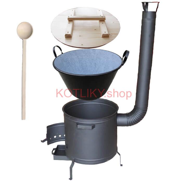 Smaltovaný kotol 100 L na zabíjačku s žiaruvzdornou kotlinou 60 cm PLUS 600 + vareška