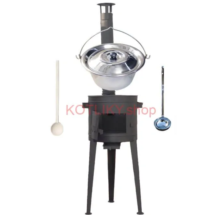 Nerezový kotlík 22 L (0,8 mm) + vysoká žiaruvzdorná kotlina (2,0 mm) HODO 42 cm PLUS 600 + vareška + naberačka