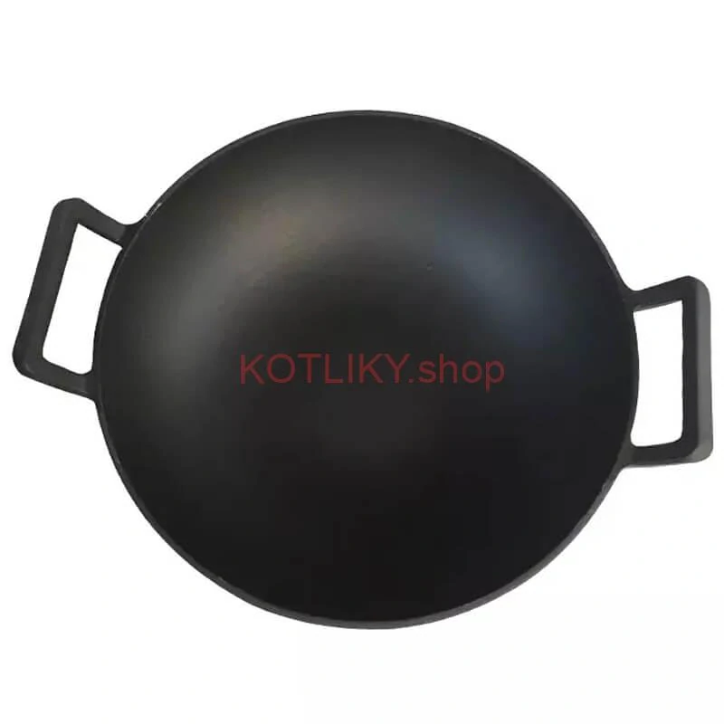 Liatinový čínsky wok 36,5 cm s drevenou pokrievkou