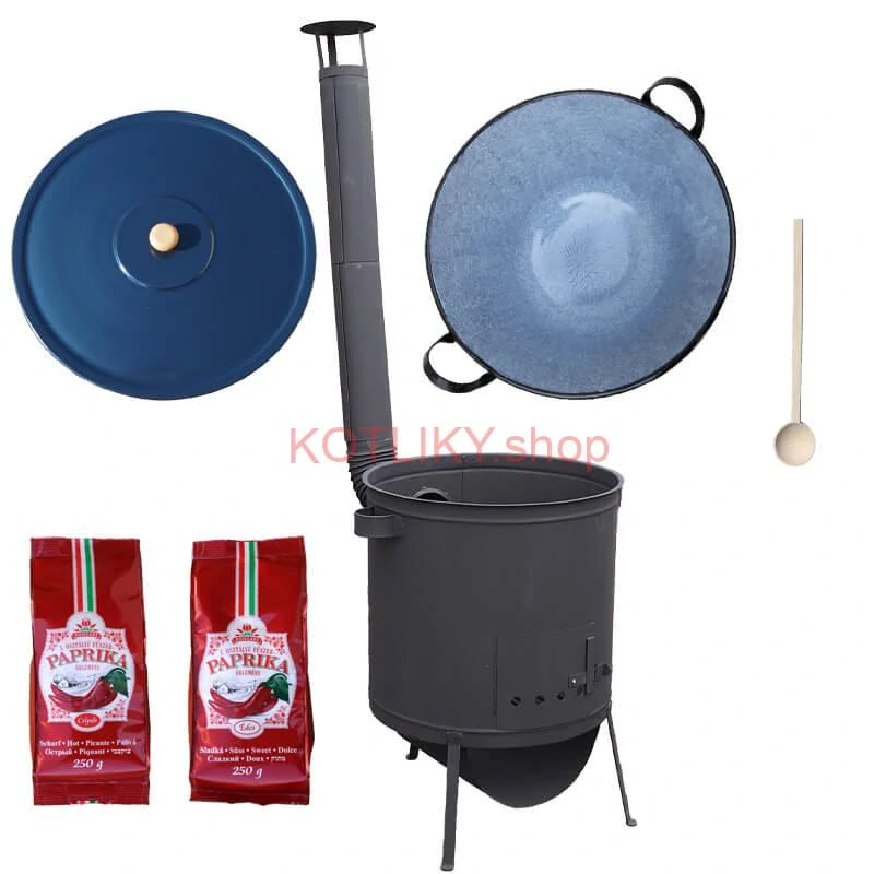 Smaltovaný kotol 70 L na zabíjačku + žiaruvzdorná kotlina 53 PLUS 600 4 MM + sladká a štipľavá paprika + vareška