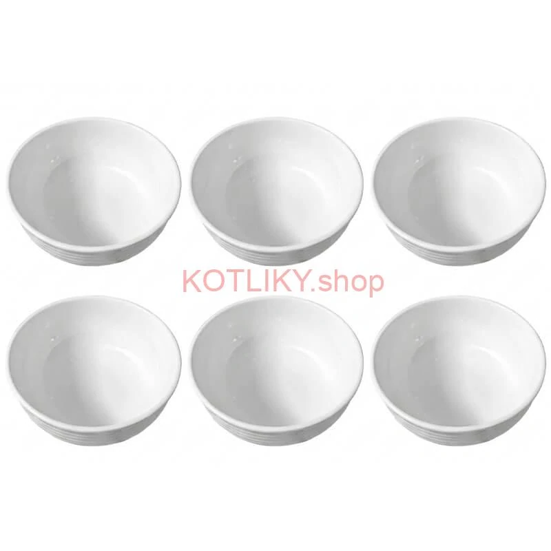 Set 6 ks: Prémiové biele misky s kamennou štruktúrou (750 ml)