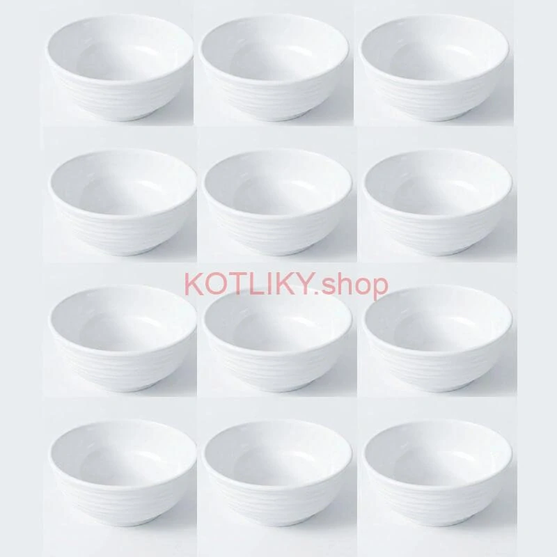 Set 12 ks: Prémiové biele misky s kamennou štruktúrou (750 ml)