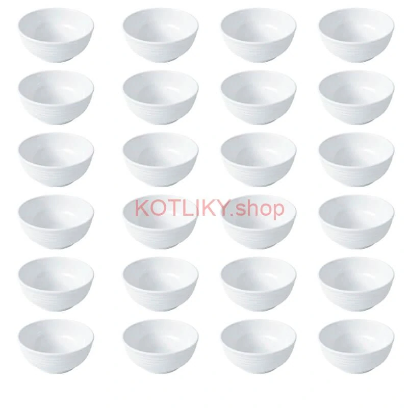 Set 24 ks: Prémiové biele misky s kamennou štruktúrou (750 ml)
