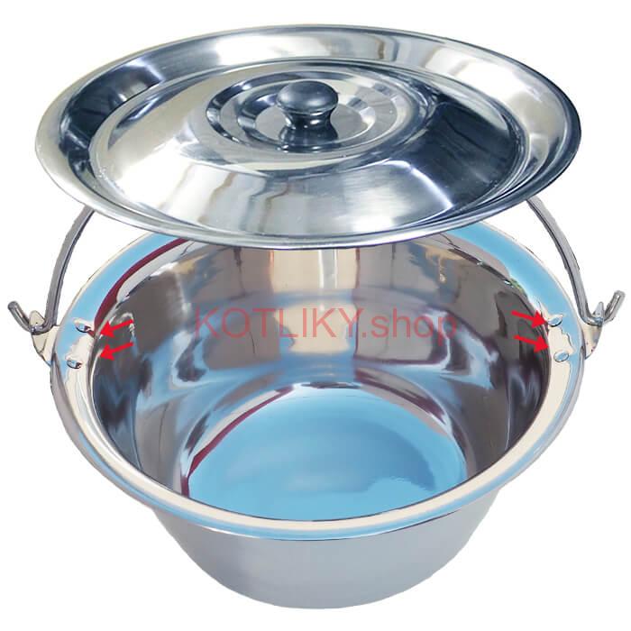 Antikorový kotlík 20 L (0,8 mm) s nitmi + pokrievka