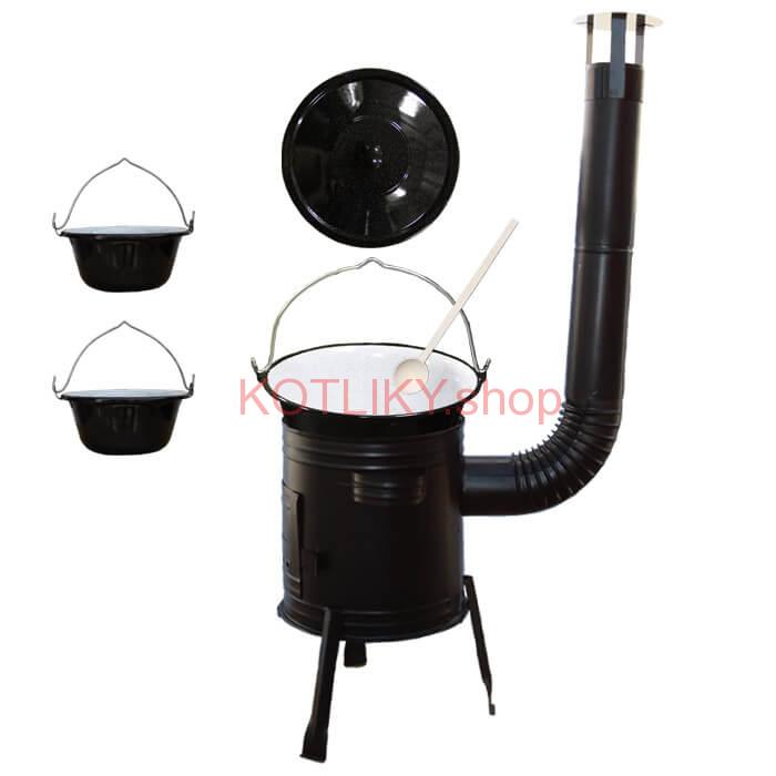 Smaltovaný kotlík 30 L (1,2 mm) + kovová kotlina 45 CLASSIC (KOV) + 2 smaltované servírovacie kotlíky 0,8 L