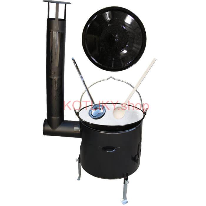 Smaltovaný kotlík 30 L (1,2 mm) + smaltovaná kotlina 45 cm + vareška a naberačka Easy party
