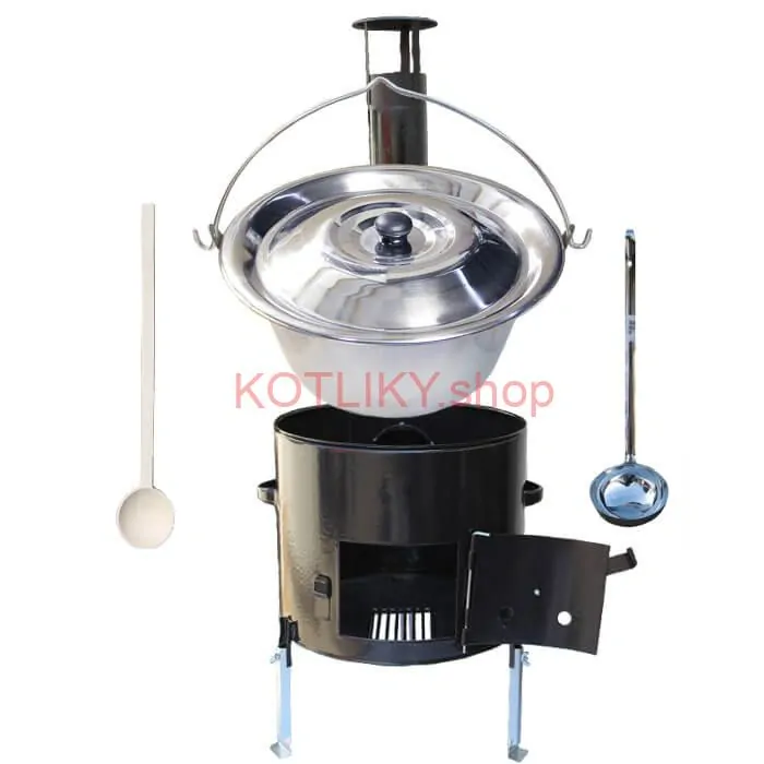 Antikorový kotlík 14 L (0,8 mm) + smaltovaná kotlina 36 cm + vareška a naberačka Easy party