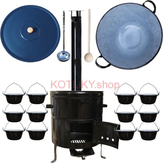 Smaltovaný kotol 50 L + servírovacie kotlíky (12 ks) BIG PARTY