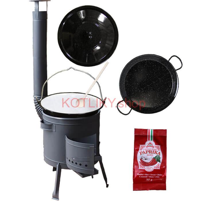 Smaltovaný kotlík 13 L + Paella smaltovaná panvica + nízka žiaruvzdorná kotlina 36 cm PLUS 600