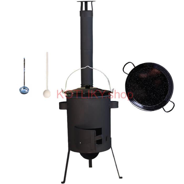 Smaltovaný kotlík 20 L + Paella smaltovaná panvica 46 cm + žiaruvzdorná kotlina 42 PLUS 600 4 MM