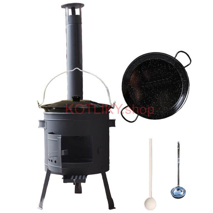 Smaltovaný kotlík 16 L + Paella smaltovaná panvica 42 cm + žiaruvzdorná nízka kotlina 39 PLUS 600