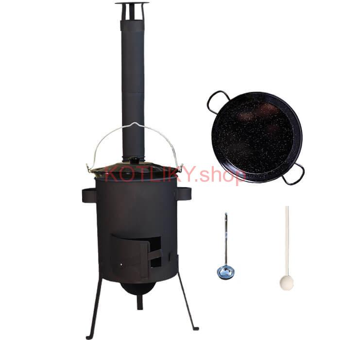 Smaltovaný kotlík 16 L + Paella smaltovaná panvica 42 cm + žiaruvzdorná kotlina 39 PLUS 600 4 MM