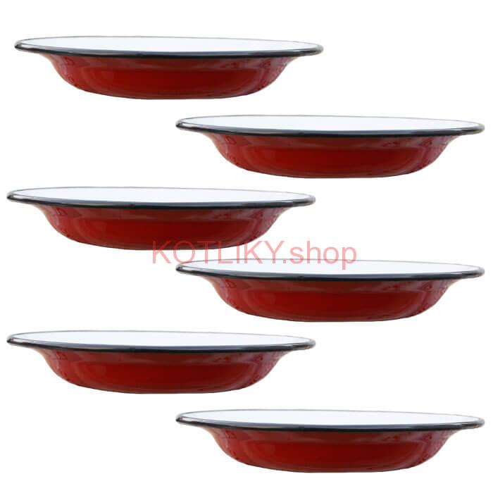 Súprava smaltovaných plytkých tanierov 22 cm 6 ks