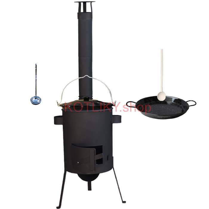 Smaltovaný kotlík 13 L + Paella panvica 38 cm + žiaruvzdorná kotlina 36 PLUS 600 4 MM