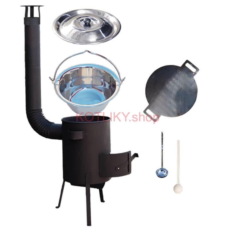 Nerezový kotlík 22 L (0,8 mm) INOX + železná panvica 44 cm UNI + kotlina 42 cm PLUS 600 4 MM