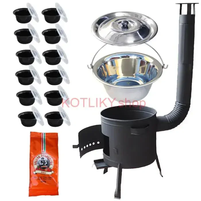 Nerezový kotlík 22 L (0,8 mm) INOX + hrubostenná (1,5 mm) žiaruvzdorná kotlina BALKY STRONG 42 PLUS 600 + misky 12 ks + paprikové korenie na guláš 100 g