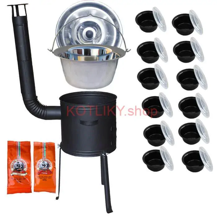 Nerezový kotlík 22 L (0,8 mm) INOX + žiaruvzdorná kotlina 42 cm Plus 700 + misky 12 ks + 2 x korenie na guláš 100 g