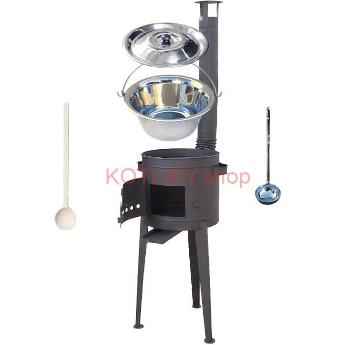 Nerezový kotlík 20 L (1,2 mm) INOX + vysoká žiaruvzdorná kotlina (1,5 mm) HODO 42 cm PLUS 600 + vareška + naberačka