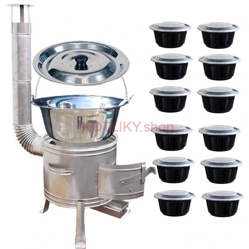 Nerezový kotlík 22 L (0,8 mm) INOX + Nerezová kotlina 42 INOX + misky 12 ks
