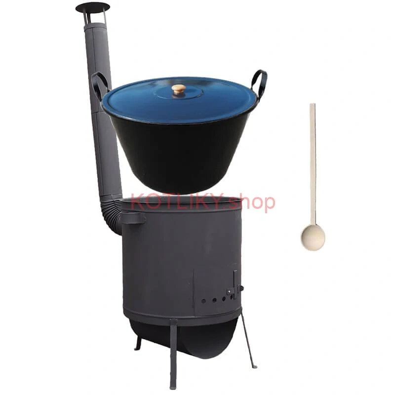 Smaltovaný kotol 60 L na zabíjačku + žiaruvzdorná kotlina 53 PLUS 600 4 MM + vareška