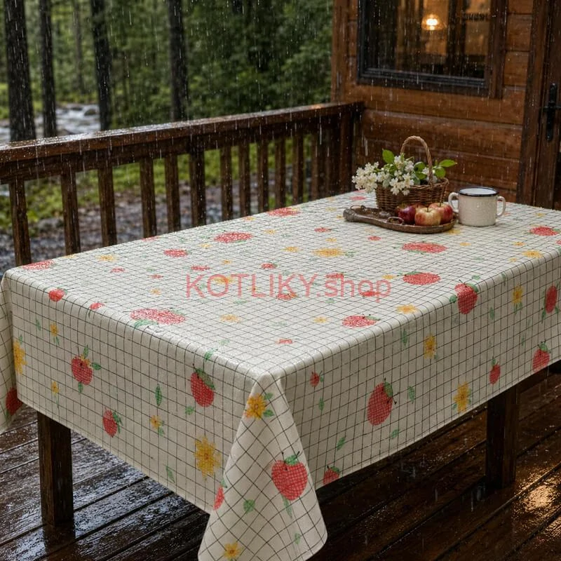Umývateľný obrus Jablká a kvety 137 × 183 cm