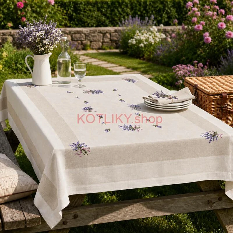 Hrubší textilný obrus Levanduľa Provence 150 × 220 cm