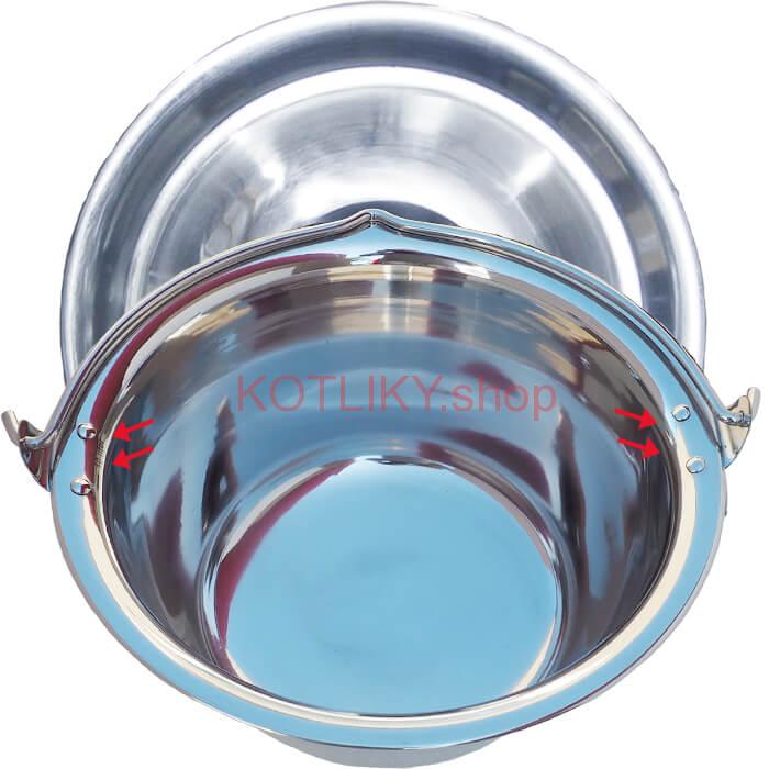 Antikorový kotlík 15 L (0,8 mm) s nitmi + pokrievka