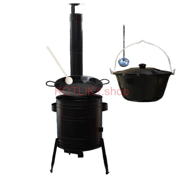 Paella smaltovaná panvica 46 cm so smaltovaným kotlíkom 25 L (1,2 mm) a kotlinou